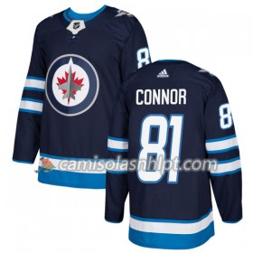 Camisola Winnipeg Jets Kyle Connor 81 Adidas 2017-2018 Navy Azul Authentic - Homem